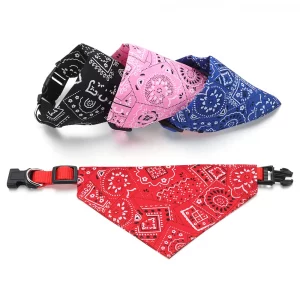 Collier bandana chien ajustable – Foulard intégré motif cachemire S/M/L